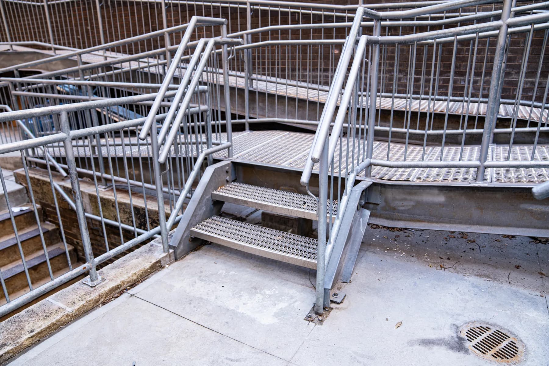 Completed metal access stairs and railings at 1088 Park Avenue