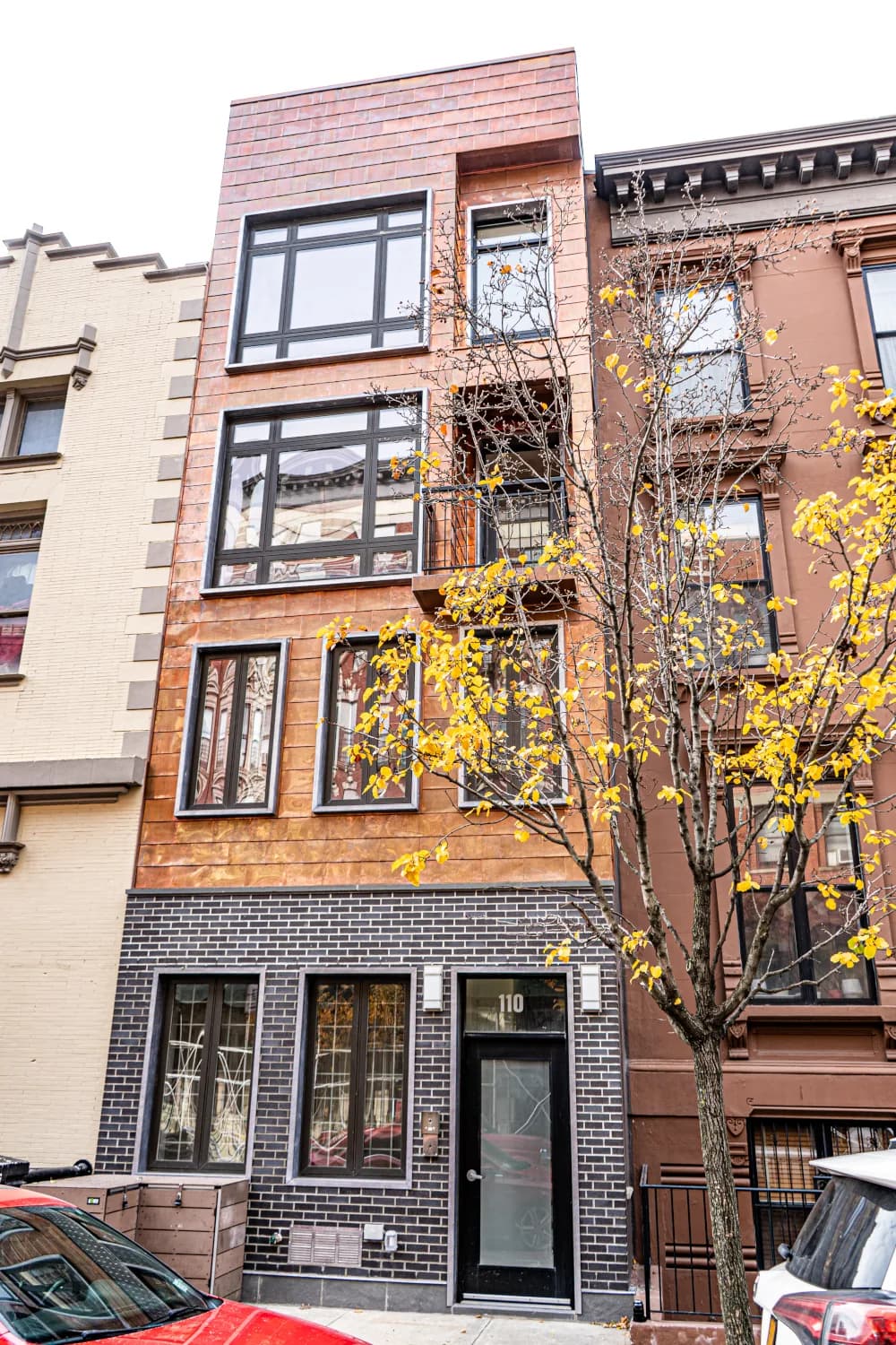 Copper-clad façade of 110 West 127th Street in Harlem