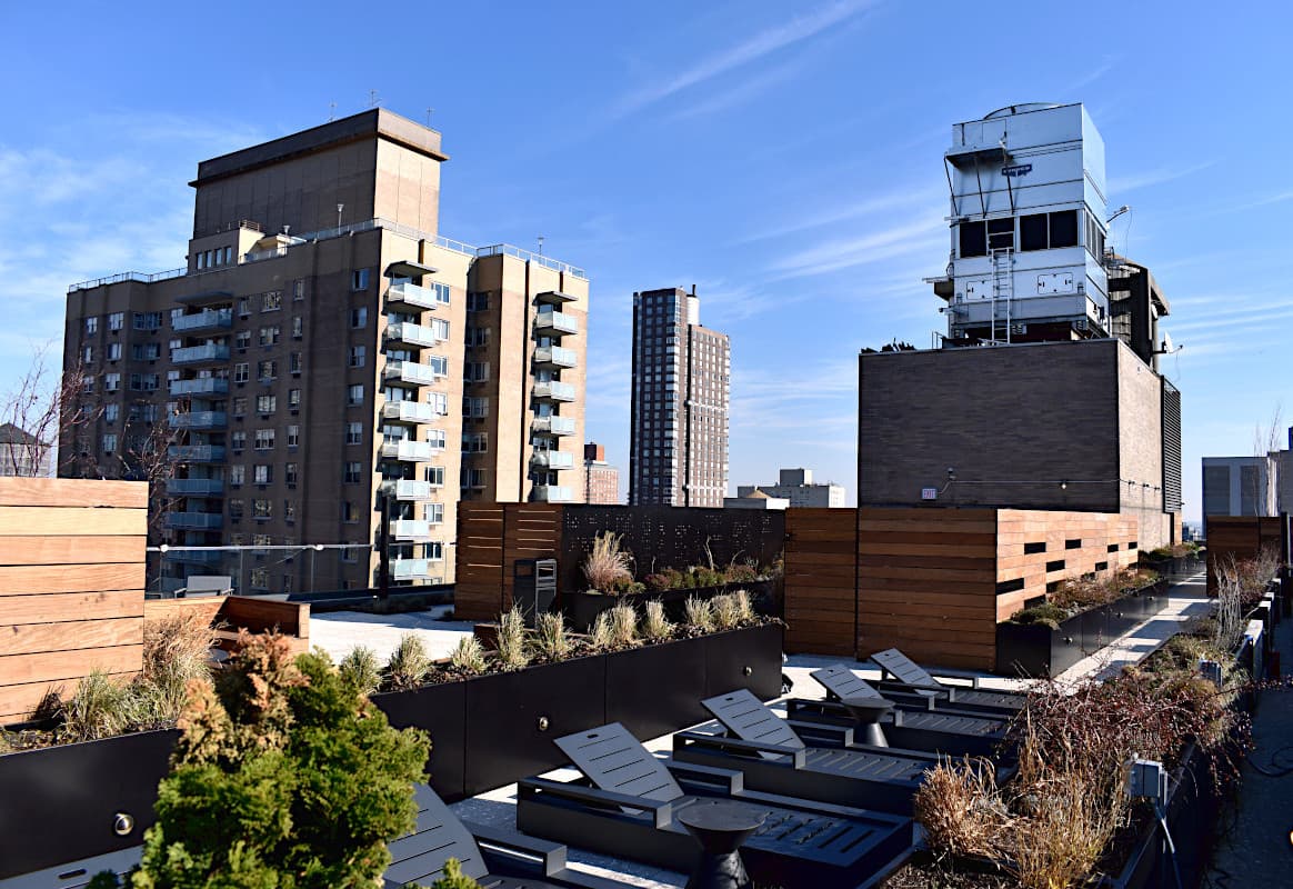 Completed rooftop amenity terrace at 240 East 86th Street