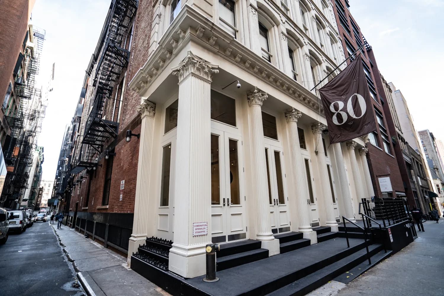 Restored historic façade at 80 White Street in Tribeca