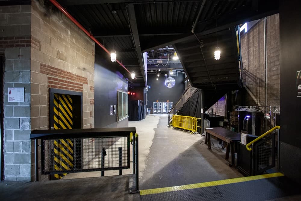 Steel stairs and circulation inside the completed venue
