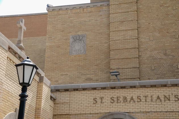 Completed parapet and brick façade detail