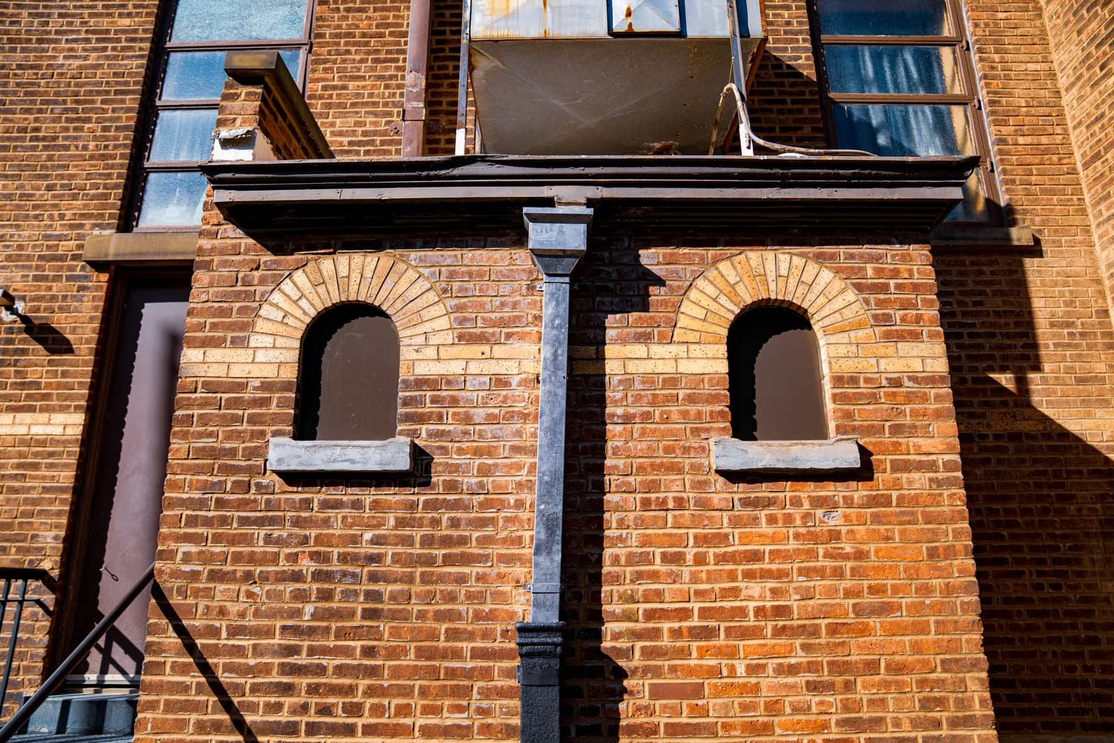 Restored brick masonry and architectural details on the St. Matthias facade