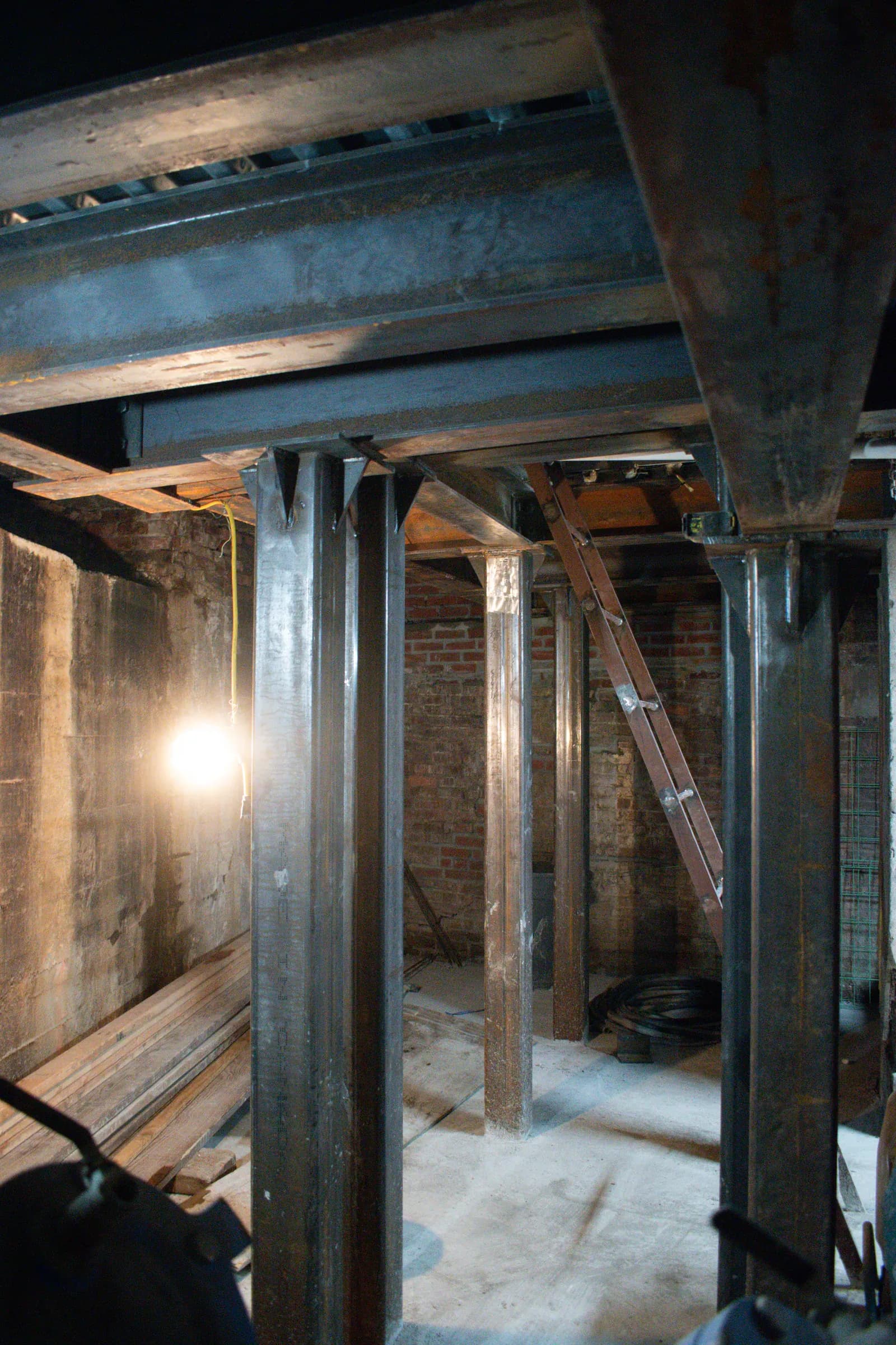 Temporary structural support installed below grade at 140 Broadway